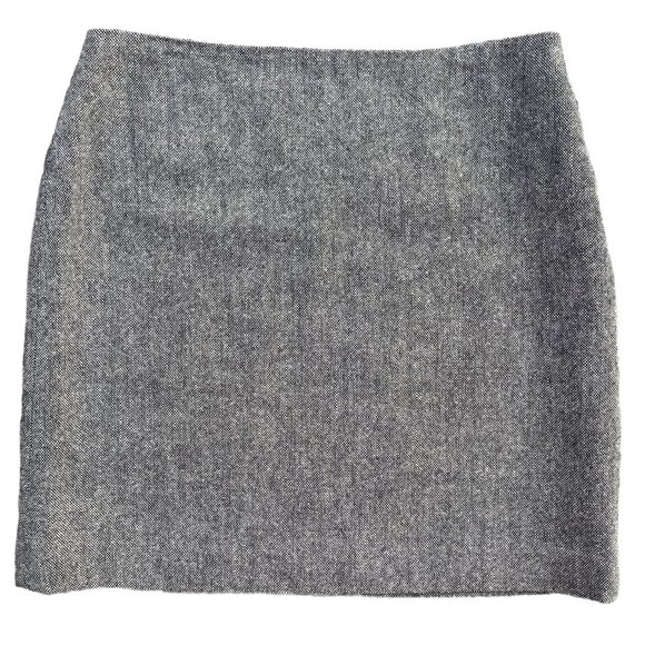 KORS Michael Kors Wool Blend Tweed Mini Skirt Black White Neutral Y2K Preppy-6 - Picture 1 of 10
